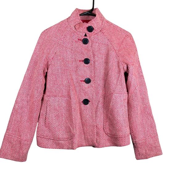 Banana Republic Womens Jacket Red Houndstooth Wool Blend Babydoll Coat XS - Picture 1 of 12